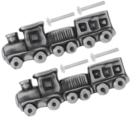 Uonlytech Poignée de Tiroir Garçon et Filles en Alliage de Zinc Argenté, Design Train Vintage, Grip Confortable et Installation Facile pour Chambre D'garçon et Filles ou Meuble