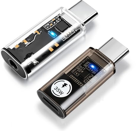 leizhan USB C hane till 3,5 mm ljudadapter & USB-C till Lightning-omvandlare 35 W snabbladdning och 480 Mbps dataöverföring - transparent
