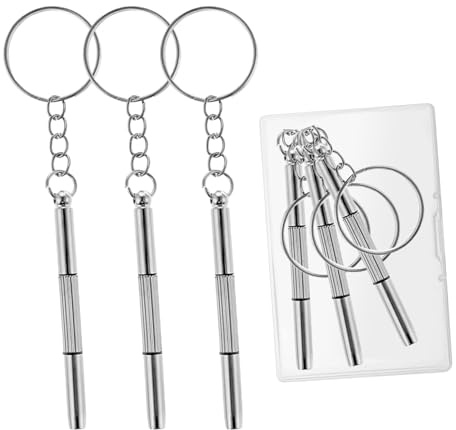 3Pcs Tiny Eyeglass Screwdriver Repair Kit-Mini 3 in 1 Repair Tool with The Box,Multifunctional GlassesScrewdriver for Eyeglasses,Keychain Kit, Portable Fixing Tool for Sunglasses Maintenance