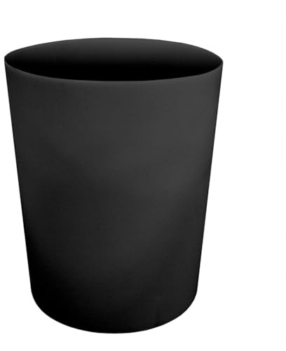 OHS Waste Bin Durable Polypropylene Plastic Kitchen Bathroom Office Bedroom Bin Open-Top Lightweight Round Waste Paper Trash Can Dustbin, Black