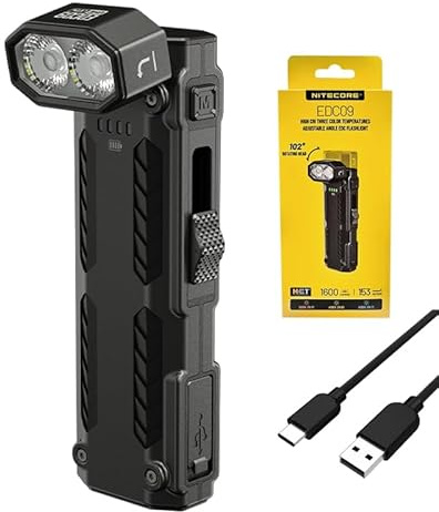 Nitecore EDC09 EDC09 EDC-Taschenlampe, hoher CRI, drei Farbtemperaturen, einstellbarer Winkel, magnetischer Schwanz, 1600 Lumen, mit Eco-Sensa-Typ-C-Ladekabel