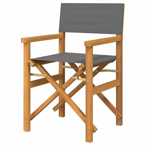 Eleganz Regiestühle 2er Set klappbar aus Teak-Hartholz – Gartenstühle faltbar für Terrasse & Balkon, wetterfest mit Polyester-Bezug (100% Polyester), grau – stilvoll & platzsparend