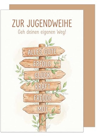 Edition Seidel Premium Glückwunschkarte zur Jugendweihe mit Umschlag. Jugendweihekarte Karte Grußkarte Spruch Sprüche Mädchen Junge Jugendliche Wegweiser Erfolg Glück Wünsche (JW147 SW026)