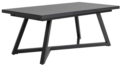 Dehner Gartentisch Monaco Dark, Ausziehtisch mit Glasplatte, bis zu 8 Sitzplätze, 190/250 x 100 x 77 cm, Aluminium/Glas, anthrazit