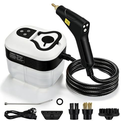 Limpiador de vapor de mano de 220 V, 2500 W de alta presión, limpiador de vapor portátil, 6 velocidades ajustables, depósito de agua de 1,8 l, para aire acondicionado de coche, campanas extractoras y