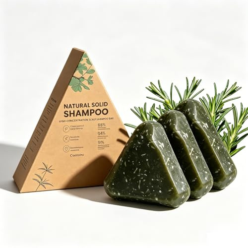 Korean Scalp Revival Bar, rosmarin schampo bar för hårväxt, anti-håravfall, fast schampo, rosmarin vatten hår tvål för kvinnor och män (3 st)