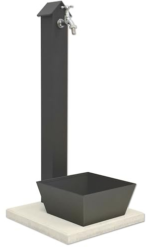 Fontana da Giardino Trieste in Alluminio, Nero Antracite, Made in Italy