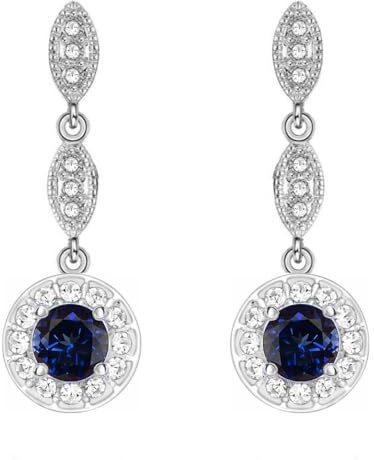 Crystalline Azuria 18ct Weiß Vergoldet Rund Zirkonia Kristalle Haken Ohrhänger Ohrstecker für Damen und Mädchen
