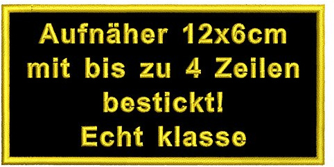 Aufnäher personalisiert mit deinem Wunschtext rechteckig (Rec1) 12x6cm (wahlweise zum Annähen, mit Klett oder zum Aufbügeln)