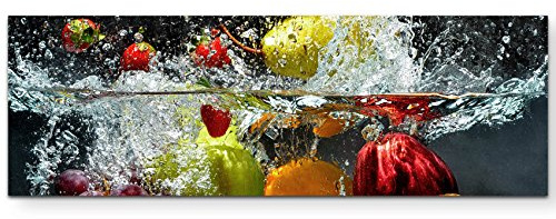 Paul Sinus Art Leinwandbilder | Bilder Leinwand 120x40cm Obst im Wasser