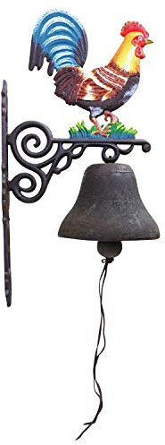 Wandglocke Türglocke Glocke Gusseisen Hahn Dekoration Eisen Antik-Stil 68cm