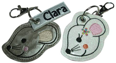 MAUS mit Namen personalisierbar Schlüsselanhänger Taschenanhänger tolles Geschenk z. Geburtstag Einschulung Kindergarten