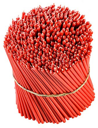Danilovo Ritual Bienenwachs Kerzen (Rot) - Orthodoxe Kerzen für Gebet Tischdeko Hochzeit - Ungiftig, Ruß - Tropffrei, Lang, Nachhaltige Produkte, N120, Höhe: 16 cm, Ø 5,4 mm (50 stück)