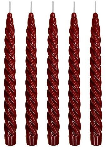 Ebersbacher Kerzenfabrik GmbH Renaissancekerzen Spitzkerzen gedreht Burgund, 5 Stück, Größe ca. 22 x 250 mm einzeln in Folie, Leuchterkerze Tafelkerze Stabkerze