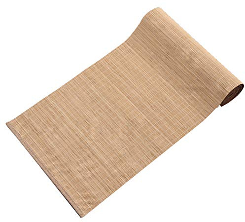 MMQGQ Camino DE Mesa De Bambú con Borde De Tela, Tapete De Té De Color Natural Simple, Mantel Individual De Aislamiento Antideslizante(Size:40×120cm)
