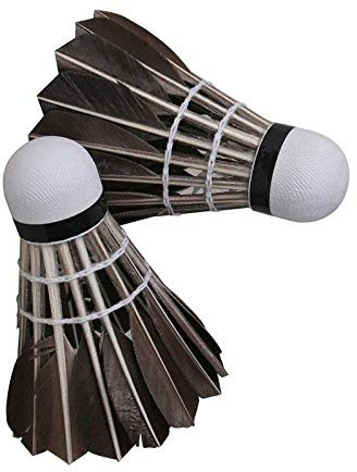 HUI JIN Fortschrittliche Federbälle mit Gänsefedern, für Badminton, stabil, hohe Geschwindigkeit, Schwarz, 12 Stück