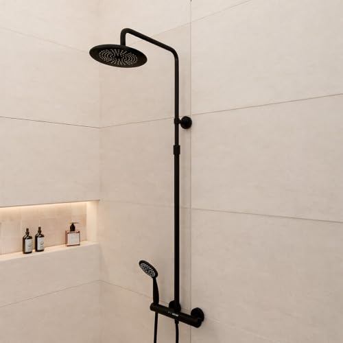 Colonne de douche Mécanique finition Noir Mat - 133x28x52 cm - MOLLY BLACK
