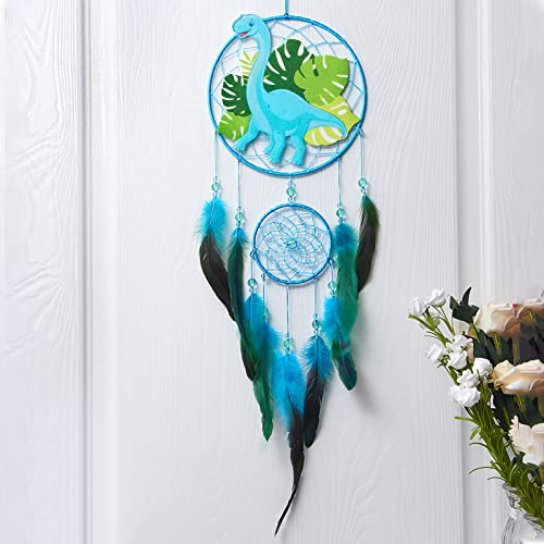 Beinou Traumfänger Kinder Dinosaurier Dreamcatcher Gross Federn Handgemachte Wandbehang Dekoration Dream Catcher Geschenk für Jungen Mädchen Kinderzimmer Schlafzimmer Deko