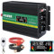 JIGUUN 1000W Wechselrichter 12V Auf 230V Reiner Sinus Spannungswandler mit LCD-Anzeige,AKabellose Fernbedienung,2 EU Steckdosen,1 USB,Spitzenleistung 2000W,Kfz Konverter