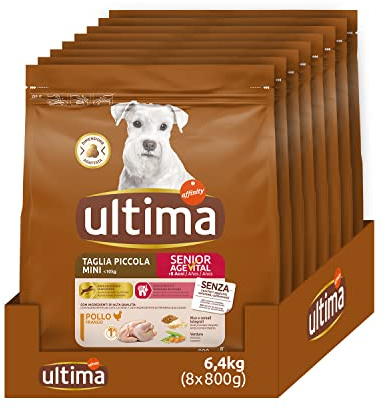Ultima Taglia Piccola Senior Pollo - Crocchette per cani - Confezione da 8 x 800g - Totale 6,4kg