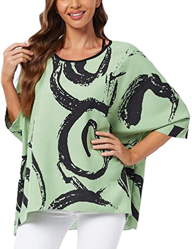 OKSakady Donne Camicia Estiva Plus Size in Chiffon Camicia Elegante e Casual con Stampa Floreale Multicolore