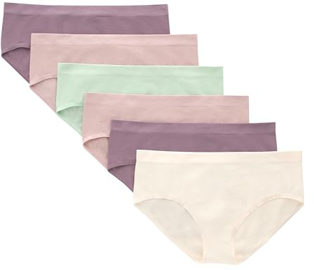 Hanes Girls' Hipster Underwear Pack, Seamless Comfort Tween Panties, Fashion Assorted, 6-pack