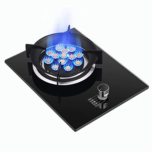 Piano Cottura A Gas Piano Cottura A Gas 33CM Fornello A Gas Per Uso Domestico Da Cucina In Vetro Nero Con 13 Cavità Completamente In Rame Protezione Contro Il Fuoco Feroce E L'estinzione Della Fi