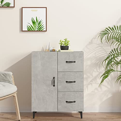 Natulvd Küchenschrank, industrielles Sideboard, Buffet, Serverschrank, Schrank mit 3 Schubladen & Tür für Wohnzimmer, Schlafzimmer, Eingangsbereich – Grau