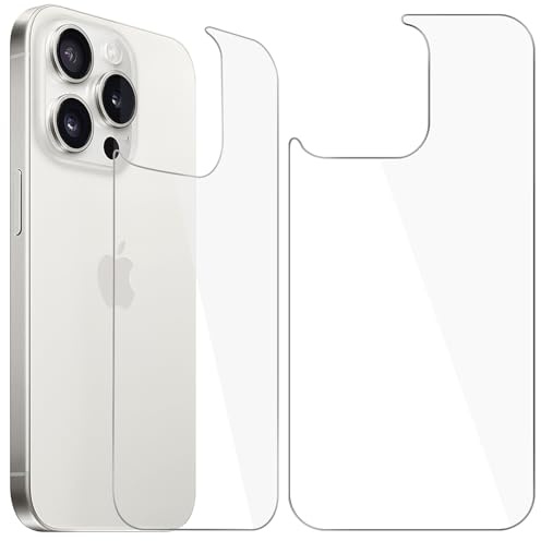 [Confezione da 2] Aiyola Pellicola posteriore in vetro temperato per iPhone 15 Pro Max, senza bolle e antigraffio (6,7 pollici)