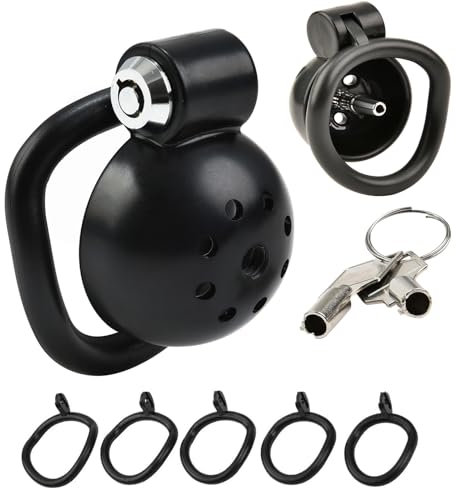 HXLXW Chastity Cage Male mit 5 Cock RingsDrücken Sie das Sperrendesign Keuschheitskäfig Mann Bondage Extrem für Männer Keuschheit Penis Käfig Extrem Erotik Keuschheits Sexspielzeug