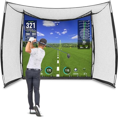 GoSports Range Cage 10 ft x 8 ft Golf Practice Hitting Net with Impact Screen