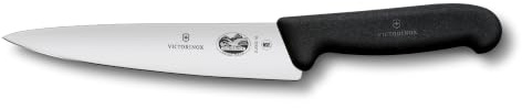 Victorinox Fibrox Kochmesser, Breites Universalmesser für Fleisch, Fisch, Gemüse und Kräuter, 19 cm, Gerade Klinge, Scharf, HACCP geeignet, Schwarz