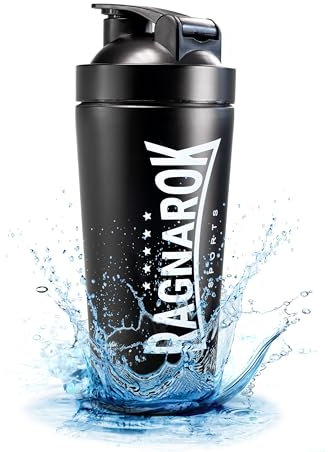 RAGNAROK Shaker in acciaio inox, 750 ml, shaker in metallo, con palla, sport e fitness