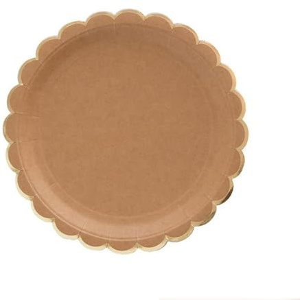 Ensemble de vaisselle jetable en papier kraft doré avec motif feuille de palmier assiette, serviette, paille, décoration de fête, mariage, anniversaire