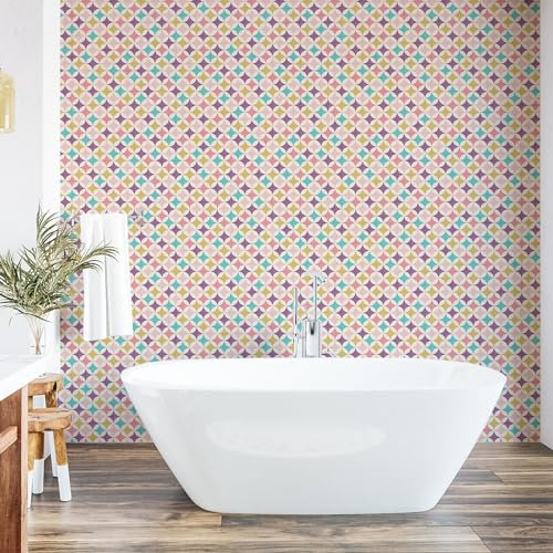 ABAKUHAUS Abstrait Rétro Papier peint autocollant pour la maison, Art De Formes Géométriques, Accent de salon et de cuisine auto-adhésif, 33 cm x 90 cm, Multicolore