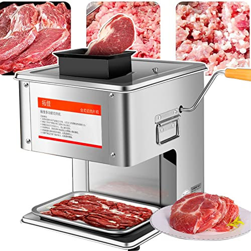 JMbpkduHs Affettatrice Elettrica Professionale da 850 W, Affettatrice Elettrica/A Manovella da 2,5 Mm-15 Mm, Taglierina Elettrica per Pane, Carne, Formaggio E Altri Alimenti,15MM