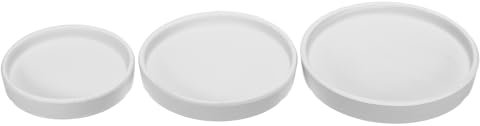 M METERXITY Confezione da 3 sottovasi rotondi in ceramica, adatti per fiori/esterni (10,2 cm, 11,2 cm, bianco)
