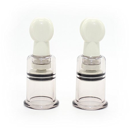 WOMLIGERI 2pcs Nipple Sucker Manual Vacuum Suction Cups Breastfeeding Nipple Suckers Twist Massaging Nipples for Women (Clear, M)