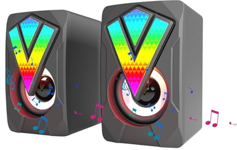 Duroecsain Haut-parleurs de bureau RGB | Haut-parleurs multimédia avec haut-parleur RGB - Haut-parleur USB éclairé USB multimédia avec câble haut-parleurs pour PC Notebook Bureau Accueil