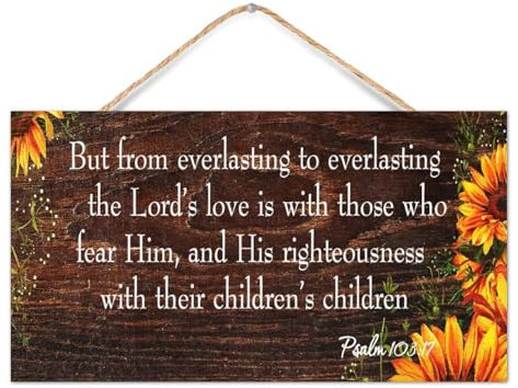 Holzschild mit englischer Aufschrift From Everlasting to Everlasting The Lord's Love Is with Those Who Fear Him Psalm 103:17, 30,5 x 55,9 cm, moderne Wanddekoration, Holzkunstschilder, Zitat,