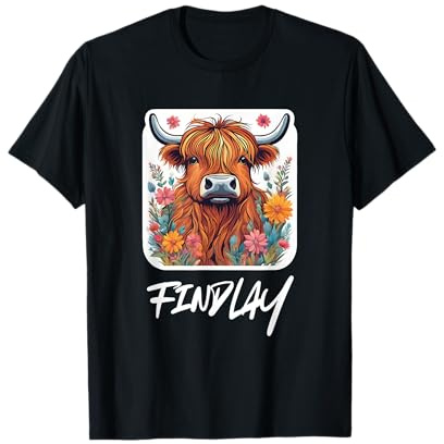 Findlay Clan Highland Cow Scottish Family Name Party T-Shirt