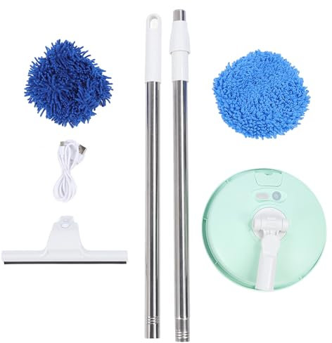 CHEOTIME Electric Spin Scrubber, Cordless Cleaning Brush For Bathroom With 42.5-52.8in Adjustable Long Handle, Power Shower Cleaner Brush For Tub,Tile, Floor, Car (Green)