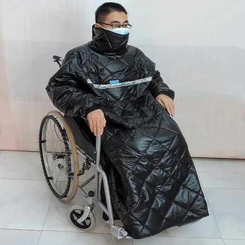 FYXRAO Wheelchair Blanket Waterproof Windproof Winter Wheelchair Full Body Warm Blanket, Wearable Wheelchair Cosy Cover with Sleeves Rain Cover for Wheelchair Users, Adult Size
