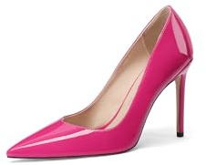 QUEEN HELENA Zapatos de tacón de aguja elegantes de punta cerrada para mujer K3481, fucsia, 39 EU