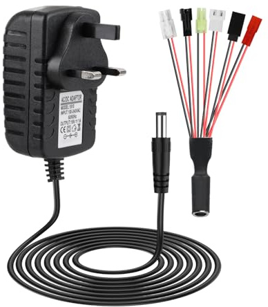 2.4V-12V NIMH Charger for 2-10s NIMH/NICD Battery Packs RC Battery Smart Charger for RC Car/RC Boat/RC Aircraft/Drone/Airsoft Compatible with Standard Tamiya/Mini Tamiya/SM 2P/JST/XH/Futaba
