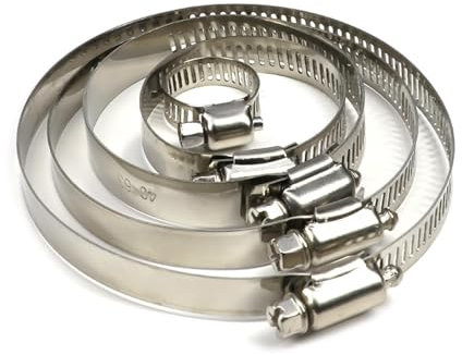 Colliers de serrage réglables en acier inoxydable, 8 à 120 mm, colliers de serrage à vis sans fin (27 à 51 mm x 5 pièces)