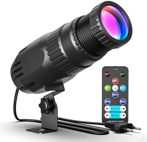 20W LED Pinspot Lumière RVBW 4 en 1 Projecteur Boule Miroir 4 modes Éclairage de Scène avec Télécommande pour Fêtes Bar Mariages Dance Halls