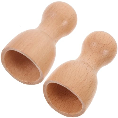Madera 2 Piezas Tipo Taza para Espalda y Cuello | Facial Madera, Herramientas de Masajes Portátiles para Casa y Oficina, 2 Unidades Color Khaki
