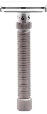 Rex Supply Co. Ambassador XL verstellbarer Edelstahl-Rasierhobel mit zwei Kanten, extra langer Griff, individuelle Klingenbelichtung, Präzisions-Nassrasierwerkzeug für Männer