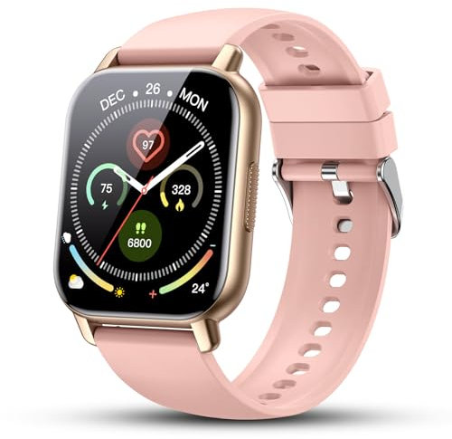 Smartwatch Uomo Donna, 1.85 Pollici HD Orologio Smartwatch con Effettua/Risposta Chiamate, 110+ Modalità Sportive Orologio Fitness con Contapassi/Sonno/Cardiofrequenzimetro, IP68 Smart Watch, Oro Rosa